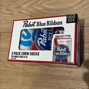 🍺Pabst Blue Ribbon - Men's Crew Socks 3-Pack size 6-13, beer socks, party